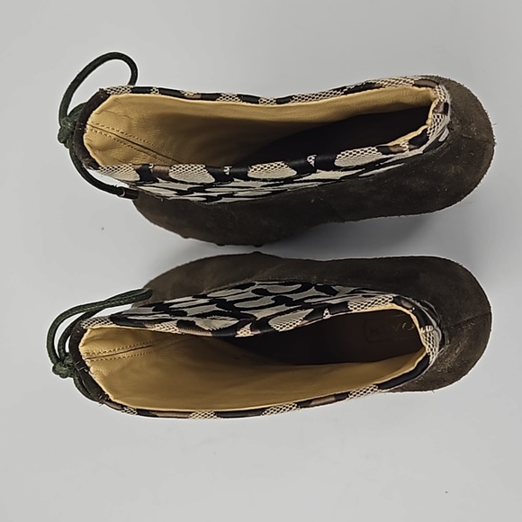 Coach Ediva Leather Stud Canvas Drawstring Ankle Boots Size 6 - Picture 6 of 15